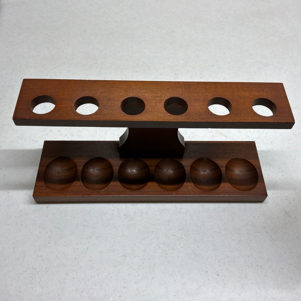 Vintage FAIRFAX • 6 Slot Walnut Pipe Stand / Holder / Wood Rack